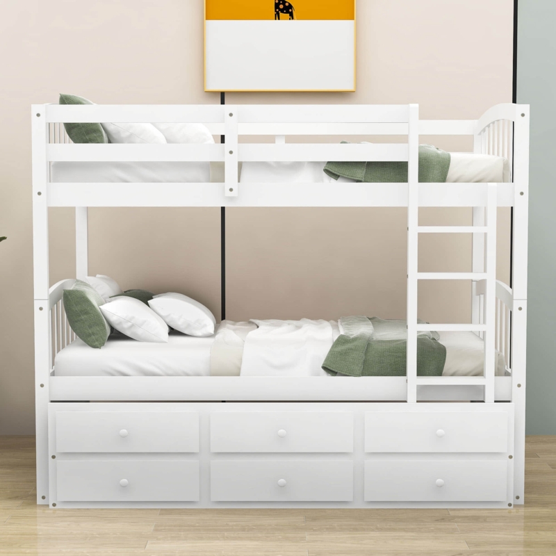 Ehrfried Kids Twin Over Twin Bunk Bed with Trundle with Drawers
