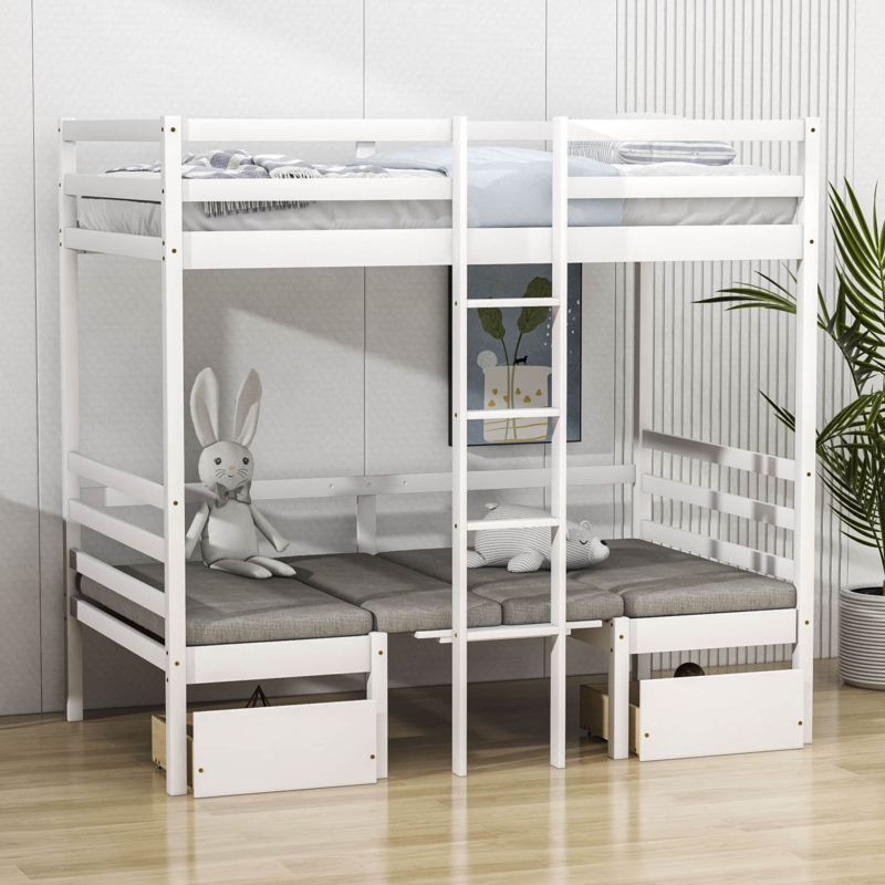 Elidad Kids Twin Loft Bed with Drawers