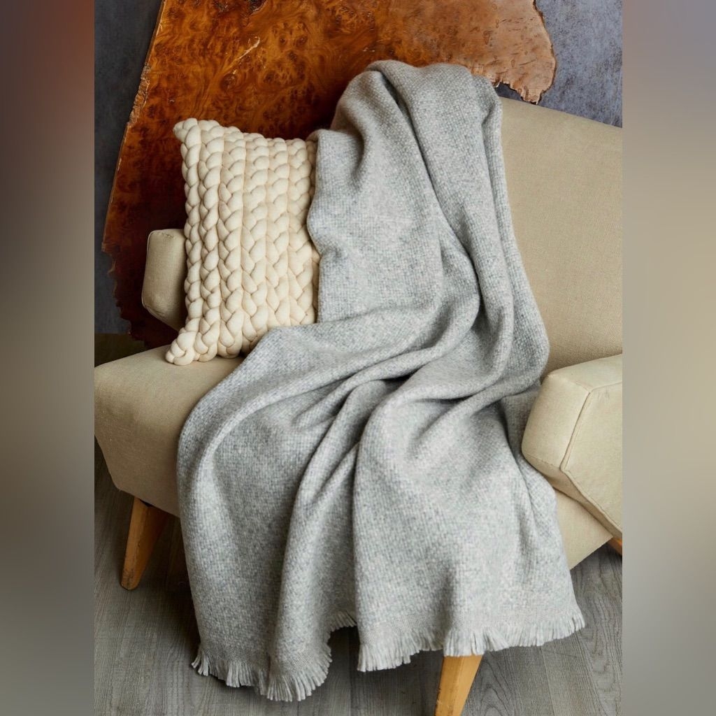 Elie Tahari Bedding | Nwt Elie Tahari Alpaca Merino Wool Blend Throw | Color: Gray | Size: Os