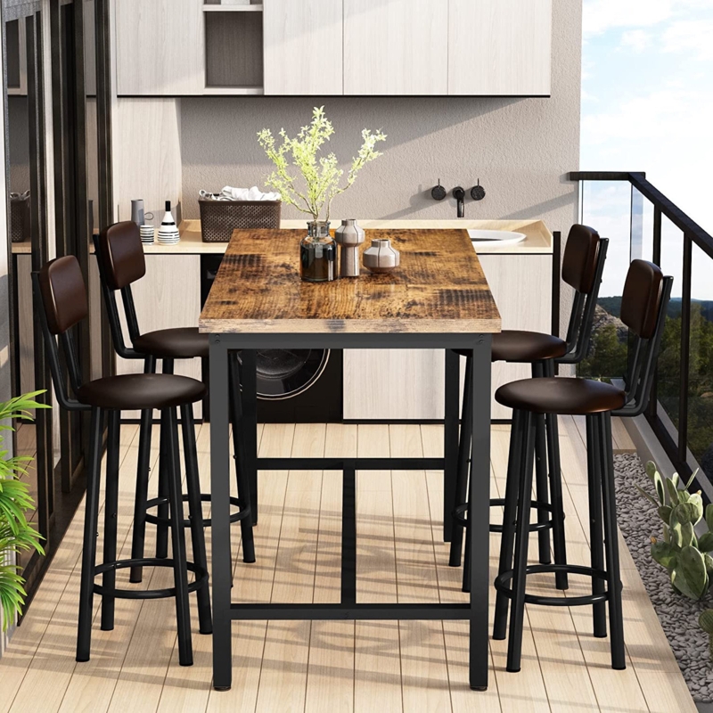 Enchantyd 5 Piece Kitchen & Dining Room Set with 4 Stools