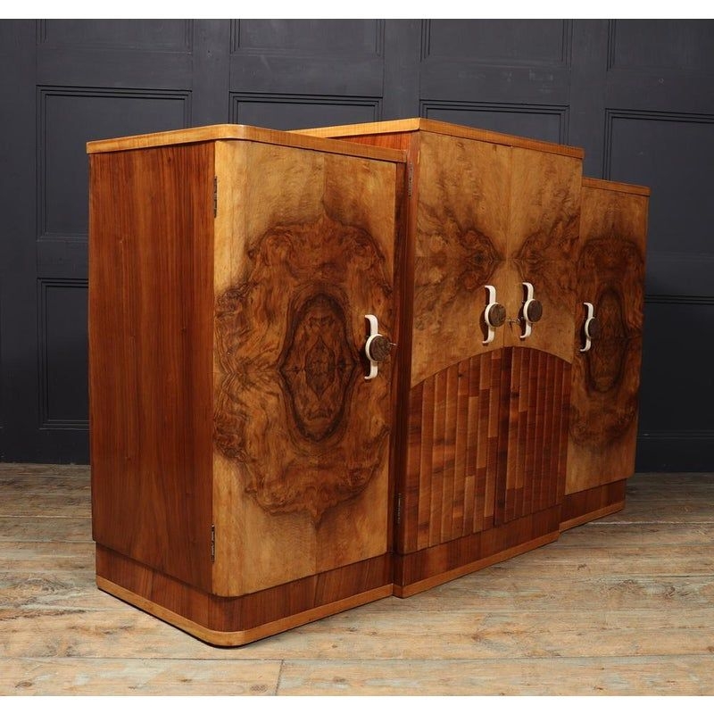 English Art Deco Walnut Sideboard, 1930s