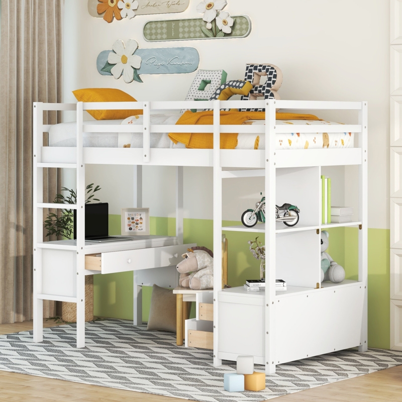 Erjon Kids Full Loft Bed with Drawers