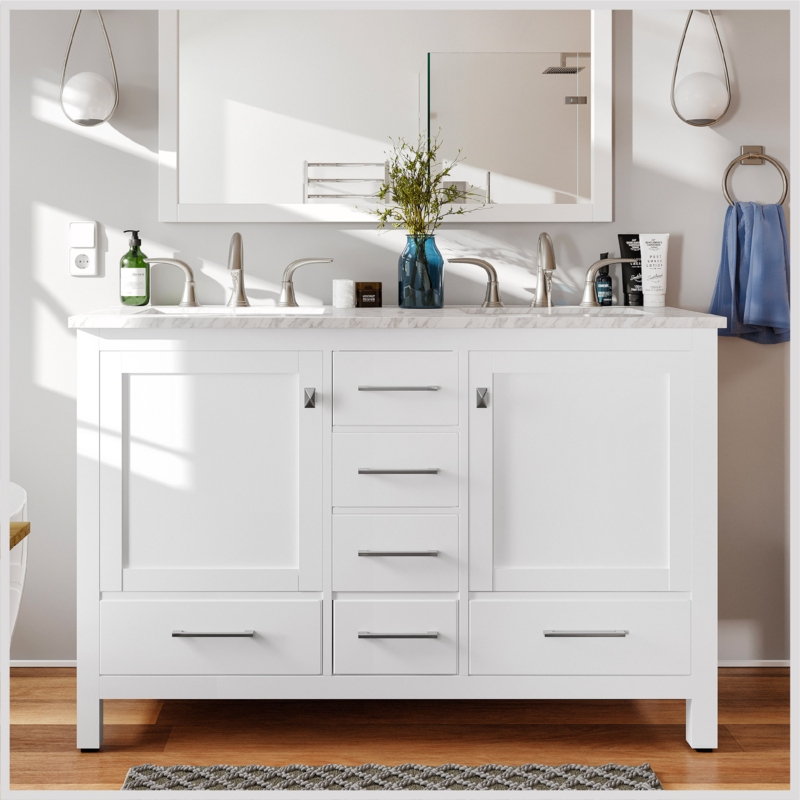 Eviva 48'' Double Bathroom Vanity with Marble Top
