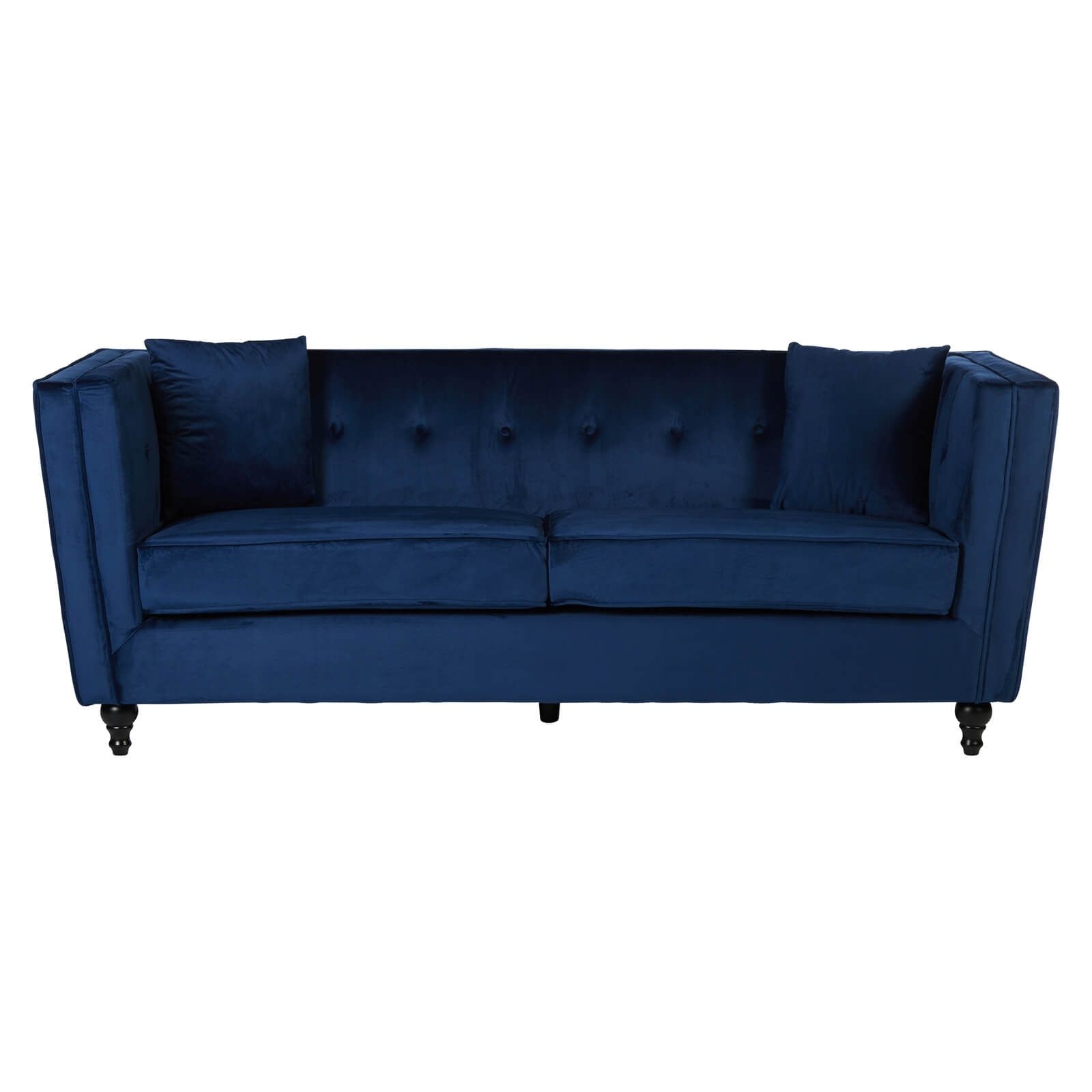 Ferris Velvet 3 Seat Sofa - Navy Blue