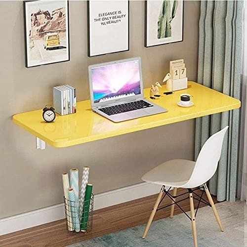 Folding Wall-Mounted Drop-Leaf Table,Wall Mounted Table Desk Kitchen Dining Table Desk,Space Saving,Household Dining Table Desk,Max Load 130lbs (Color