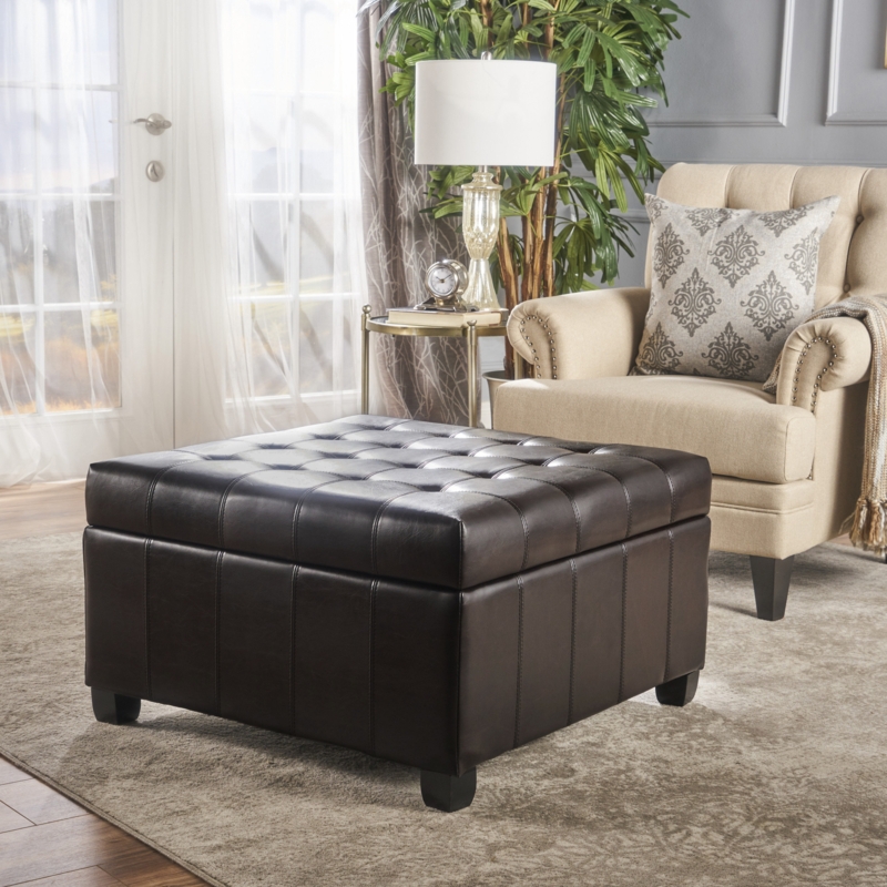 Francisville Faux Leather Ottoman