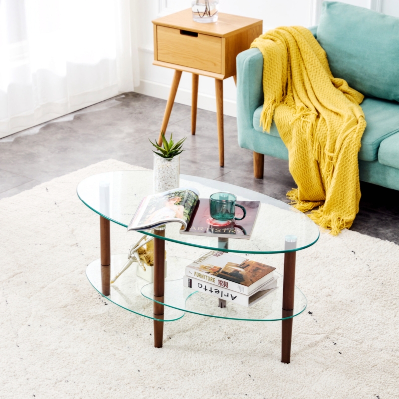Gailanne Transparent Glass Coffee Table, 3-layer Glass Table