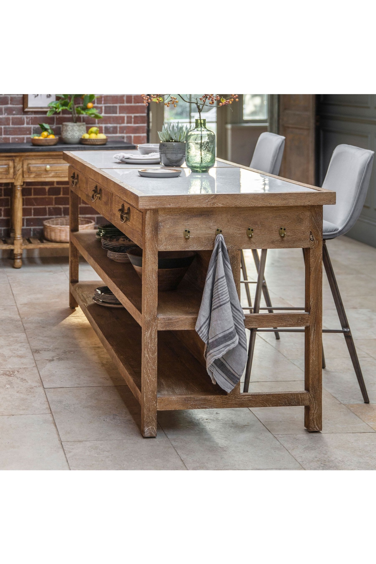 Gallery Home Myla Long Kitchen Island -  Brown