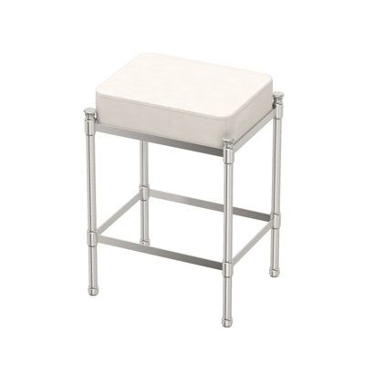 Gatco Rectangle Vanity Stool w/ Leather Seat White 19.5 x 12.5 x 9.75 in | Wayfair Canada