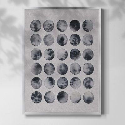 George Oliver Many Moons I Framed Print Canvas, Solid Wood in Black / Gray / White | 20 H x 16 W x 1 D in | Wayfair | Home Decor