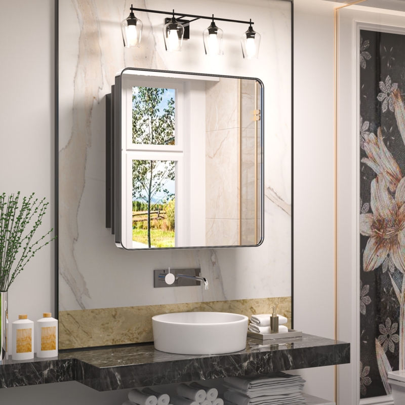 Gervon Rectangle Recessed Medicine Cabinet with Shelves