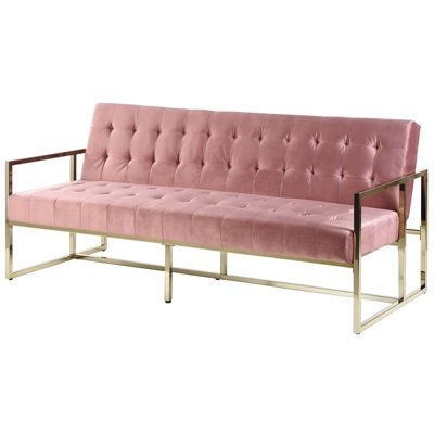 Glam Velvet Sofa Bed Pink Marstal
