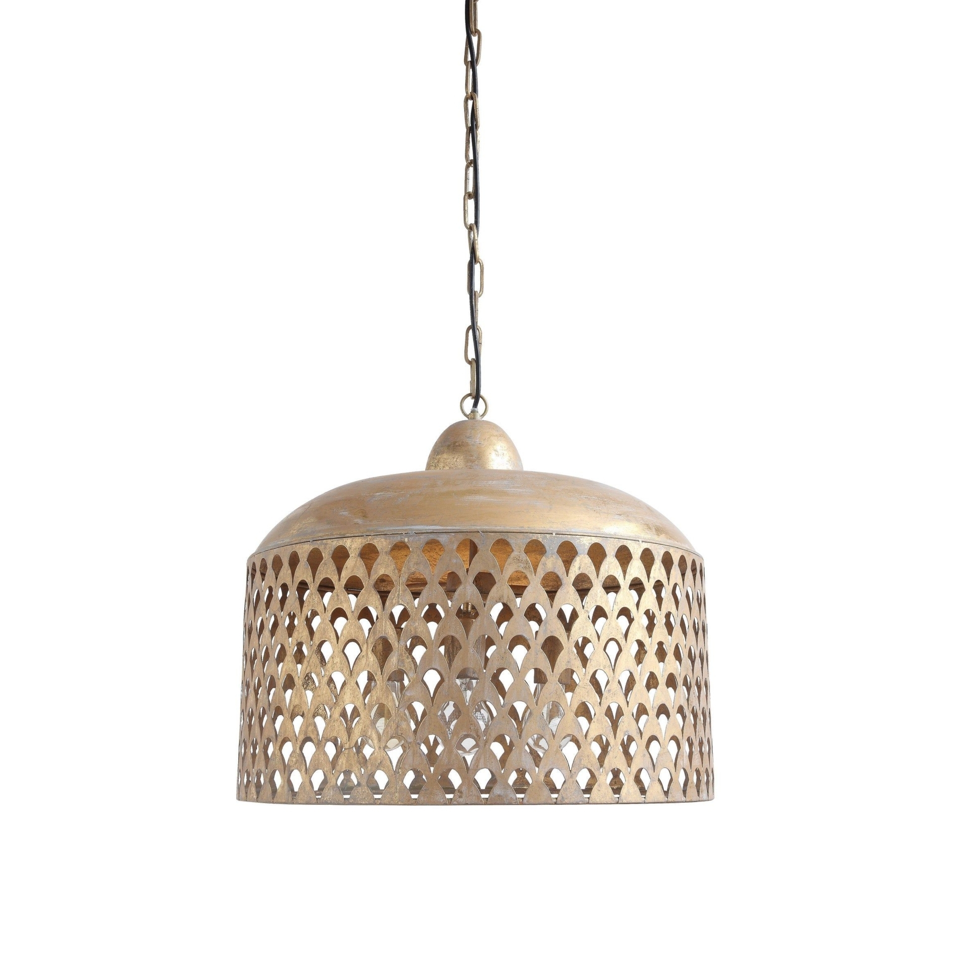 Gold Metal Pendant Light - Distressed Gold