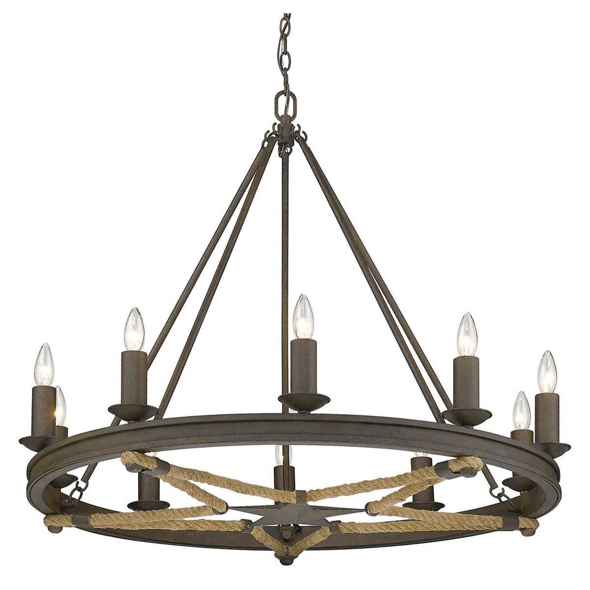 Golden Stokes 10-Light Chandelier 1053-10 DR, Dark Rust