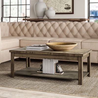 Greyleigh Columbia Coffee Table w/ Storage Wood in Brown/Gray, Size 18.0 H x 48.56 W x 24.75 D in | Wayfair
