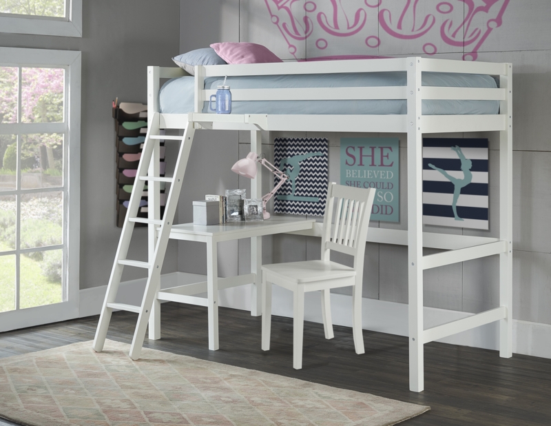 Harold Twin Loft Bed with Built-in-Desk & Hanging Nightstand by Viv + Rae