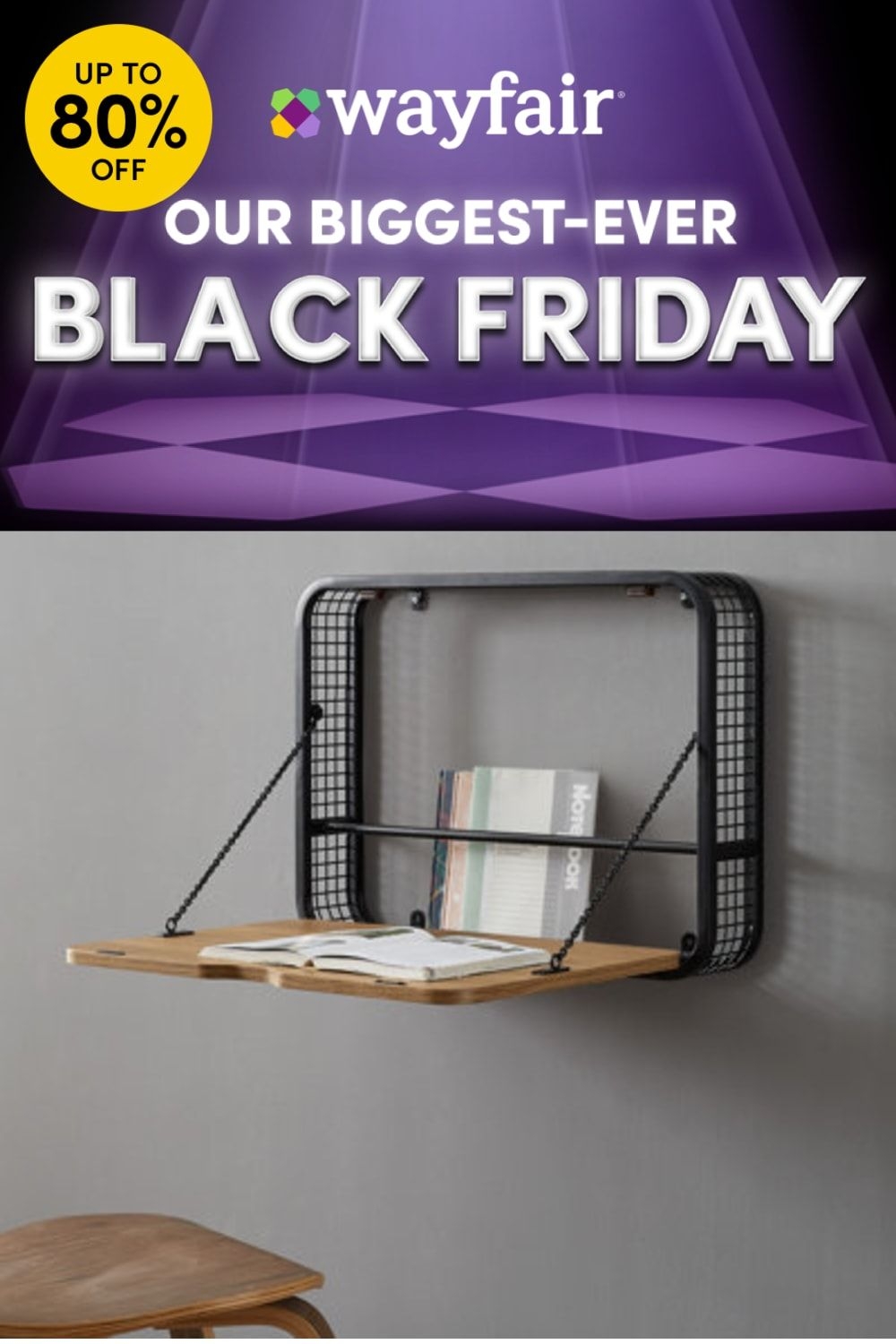 Hashtag Home Aarav Floating Desk Wood/Metal in Black/Brown/Gray, Size 18.0 H x 24.0 W x 4.5 D in | Wayfair