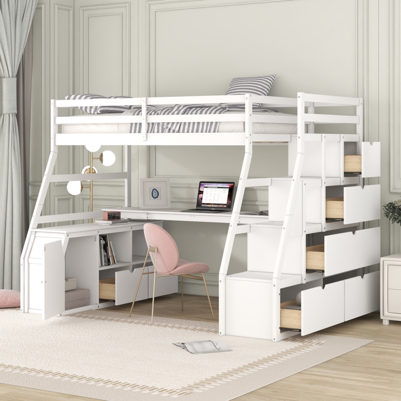 Heiki Kids Twin Loft Bed with Drawers