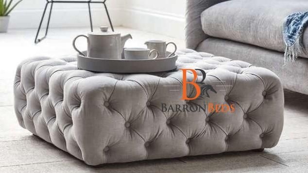 Hetty Large Square Chesterfield Buttoned Pouffe Footstool