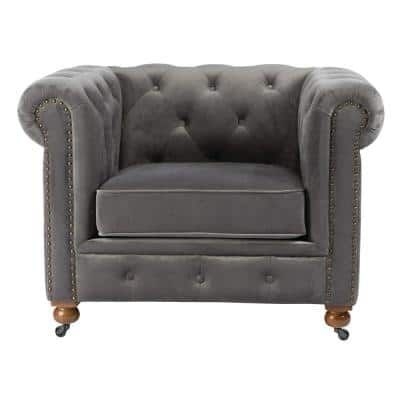 Home Decorators Collection Gordon Grey Velvet Arm Chair