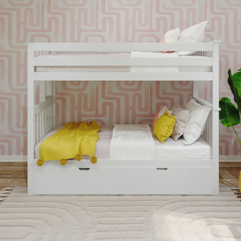 Hugley Kids Twin Over Twin Bunk Bed with Trundle