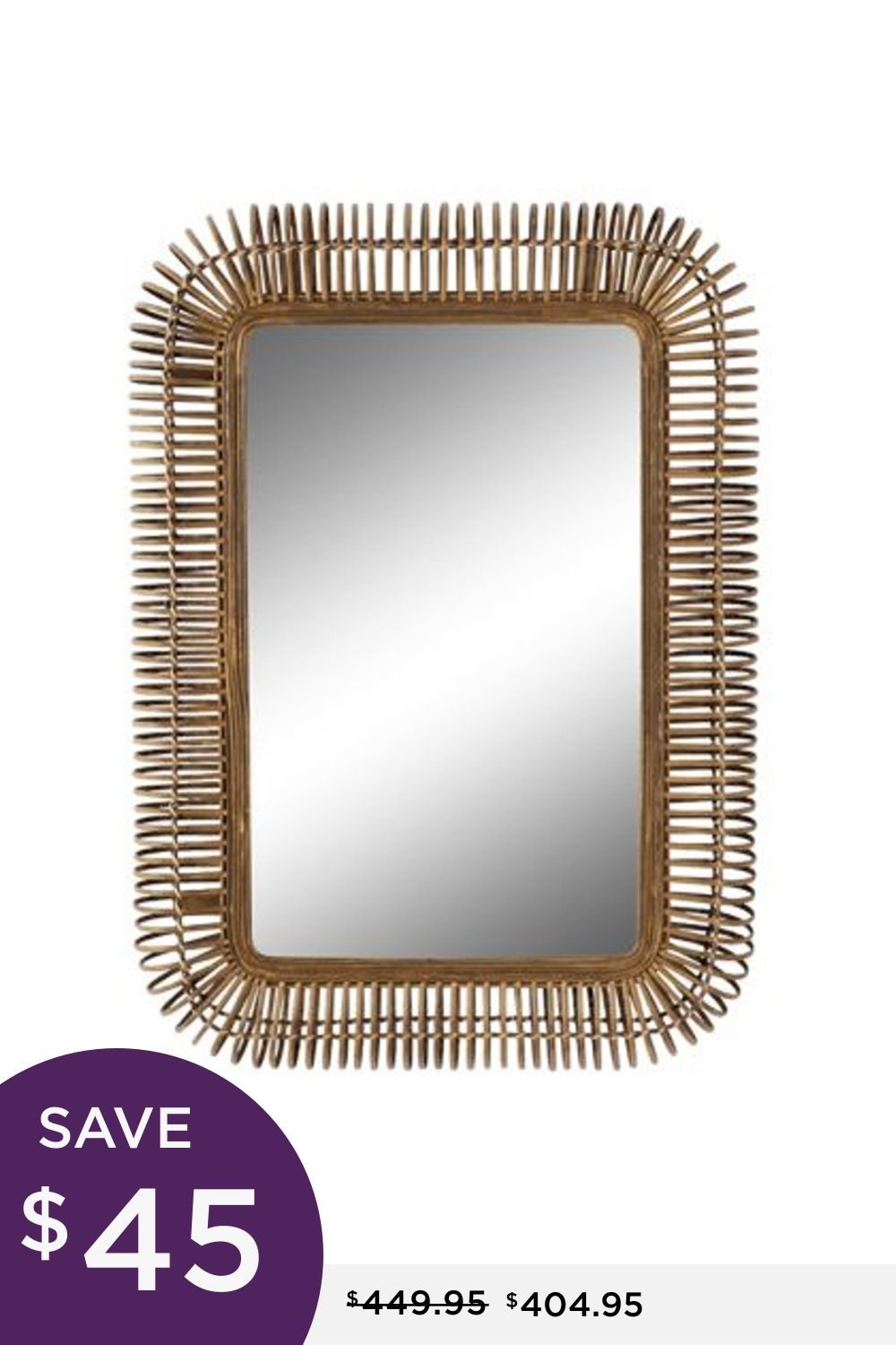 Ivy Collection Brown Rattan Wall Mirror