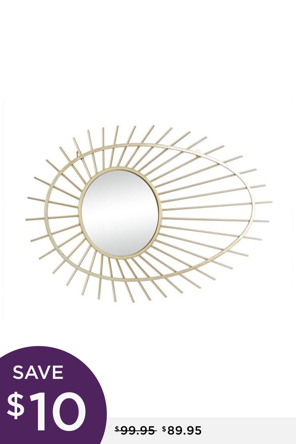 Ivy Collection Gold Metal Wall Mirror