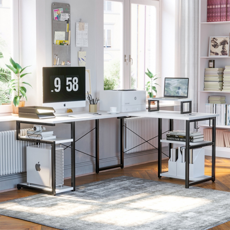 Jaylo L-Shaped Metal Base Writing Desk