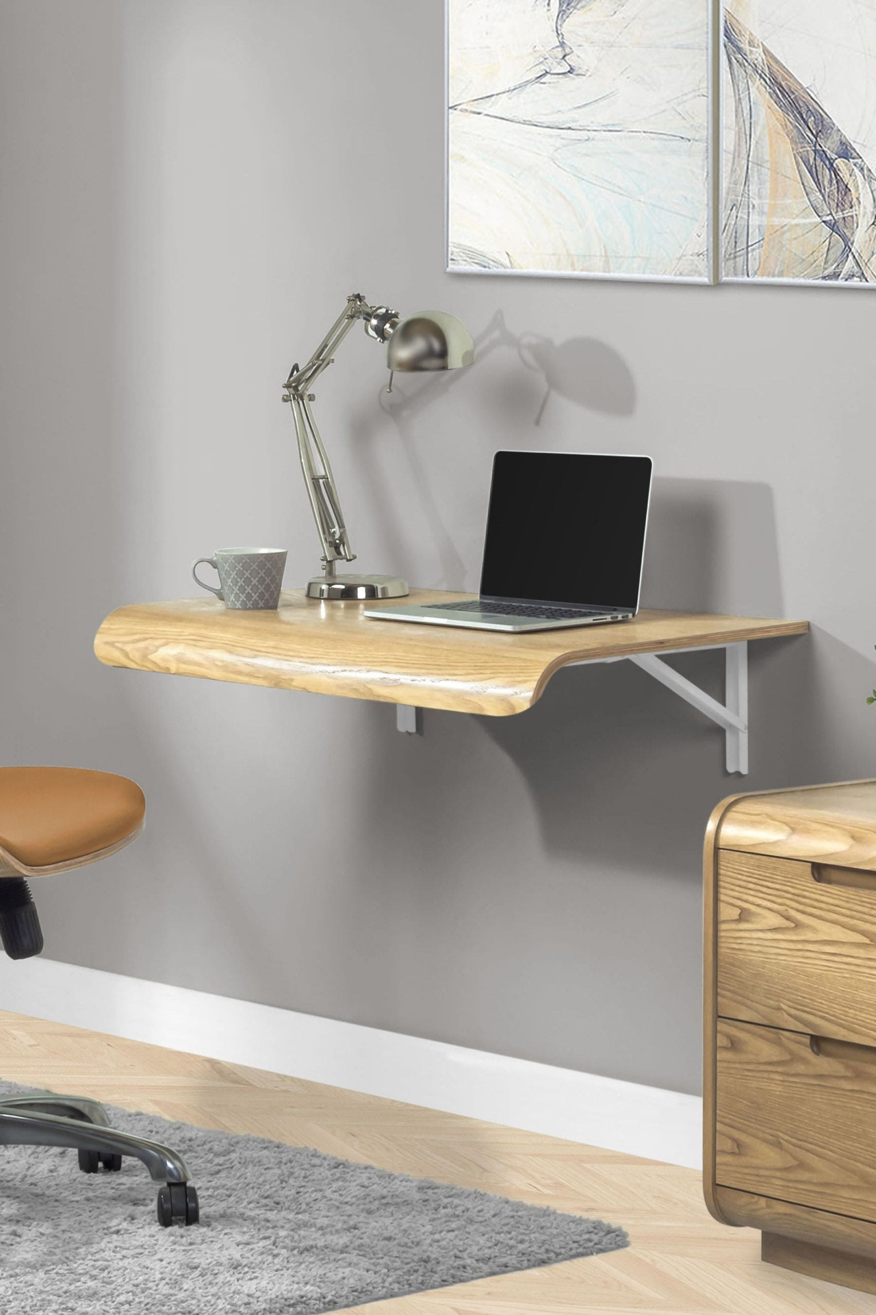 Jual Natural Oak Universal Space Saving Wall Mounted Desk -  natural oak