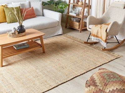 Jute Area Rug 140 X 200 Cm Beige Abana