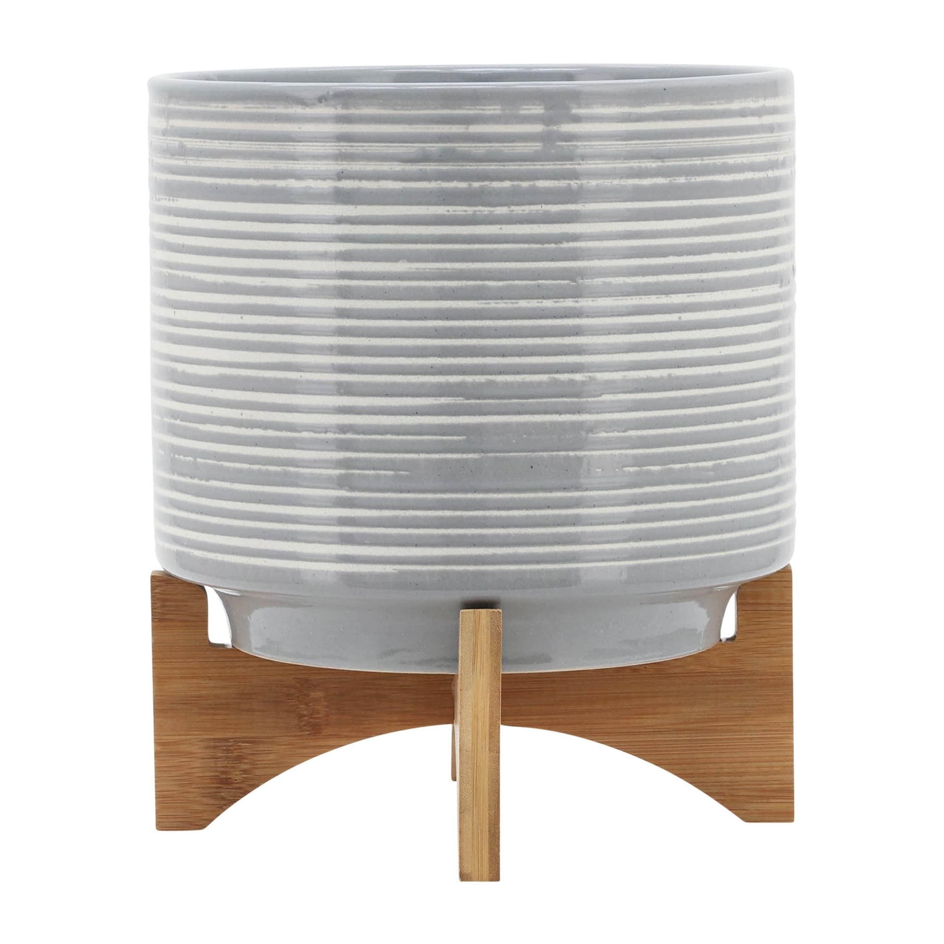 Kahomvis 9.75-in W x 11.5-in H Gray Ceramic Indoor/Outdoor Planter | HDA-QPB0-805