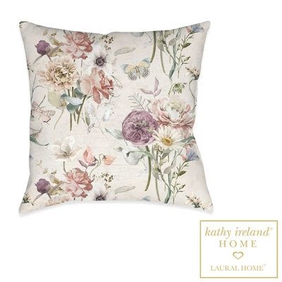 Kathy Ireland Home Scattered Wildflower Floral Indoor / Outdoor Throw Pillow Polyester / Polyfill blend | 18 H x 18 W x 4.5 D in | Wayfair
