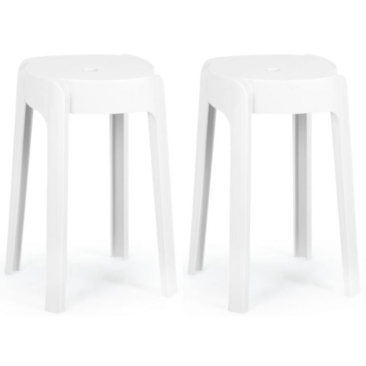 Kit 2 Banquetas Baixa Empilhvel Nordica - Branco