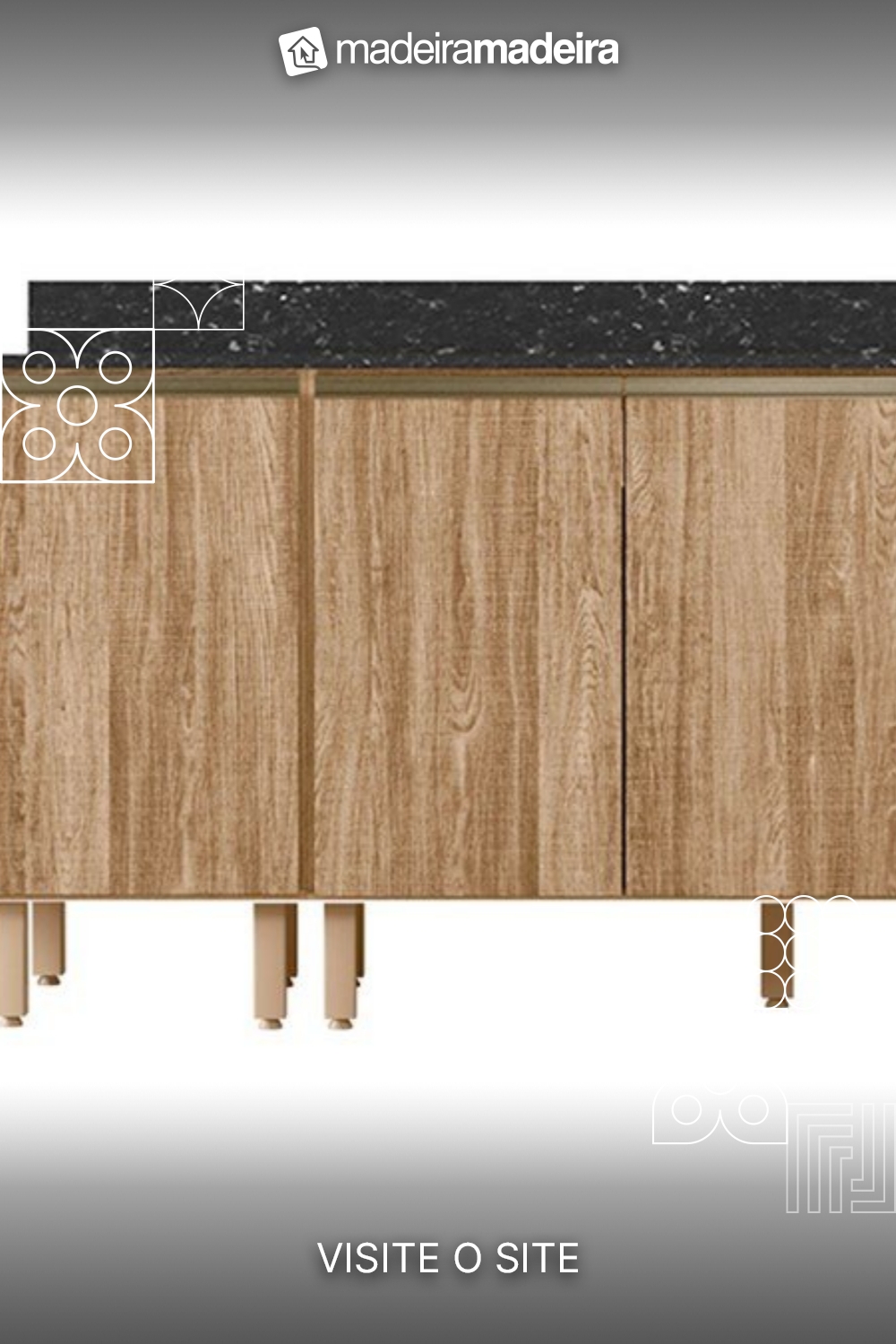 Kit Balcao Com Tampo 160cm 2 Peas MDF Kali Premium Carvalho Rustico Nicioli