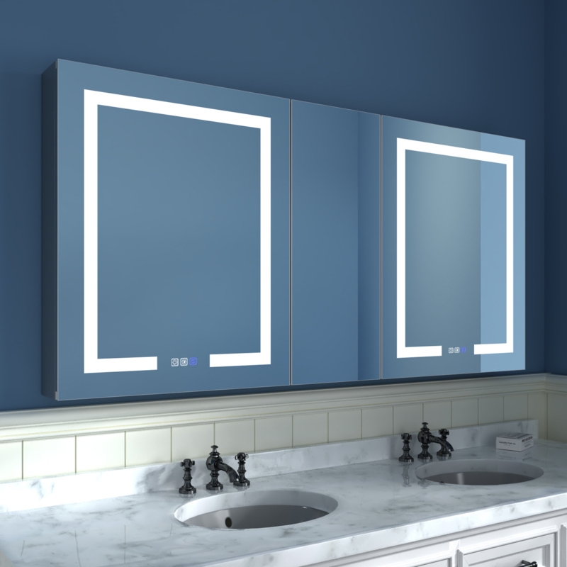 Krishanna 60'' W 30'' H Recessed or Surface Mount Frameless Medicine Cabinet with LED Lighting