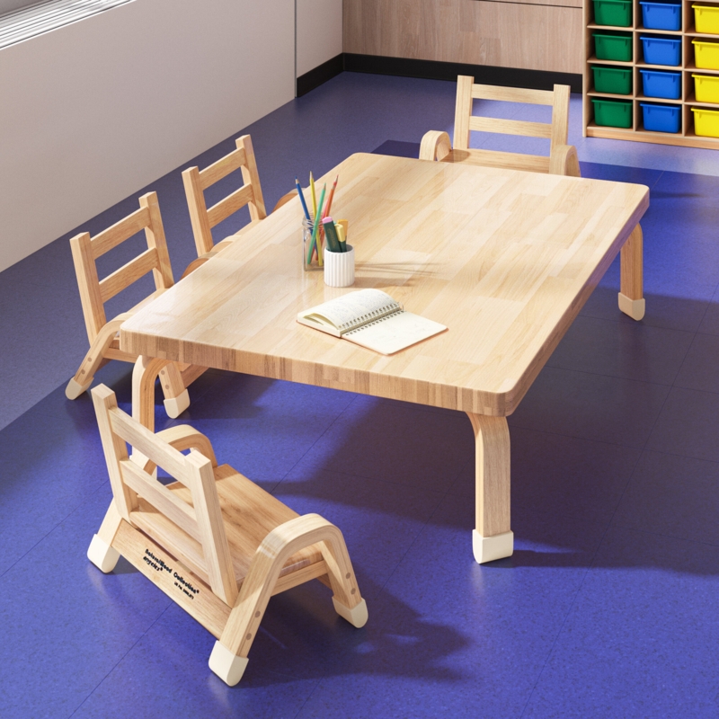 Laminate Adjustable Rectangle 4 Students Activity Table u0026 Chairs