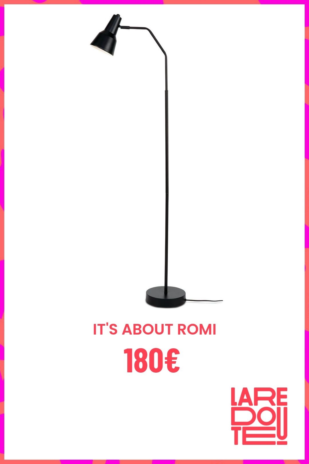 Lampadaire En Mtal Valencia Noir It's About Romi, H. 144cm