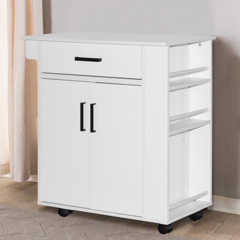 Latitude Run Shelby Rolling Kitchen Cart With Storage Cabinet