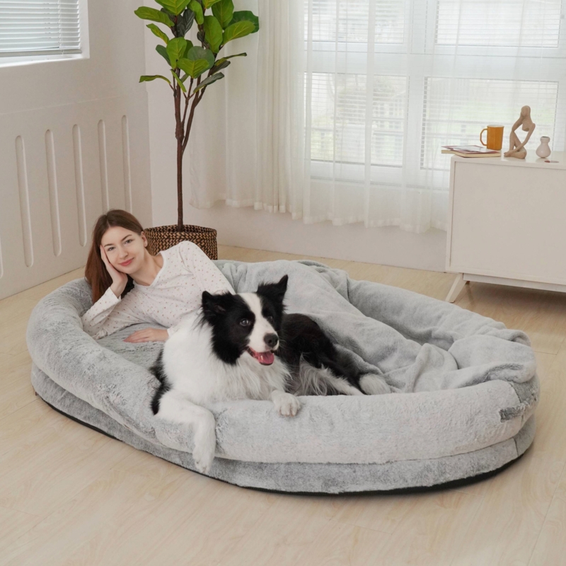Lembo Oval Dog Bolster Bed For Pets & Humans