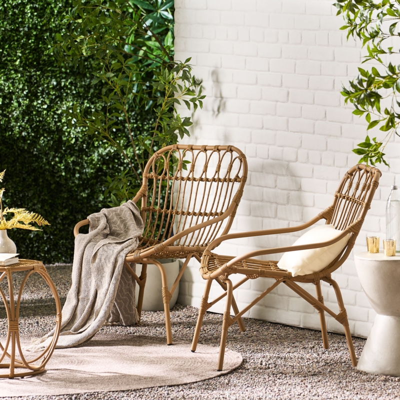 Lesa Outdoor Wicker Accent Chairs (Set Of 2)
