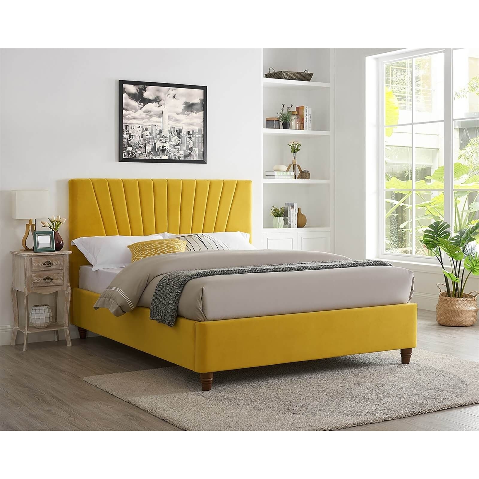 Lexie Double Bed - Mustard Yellow