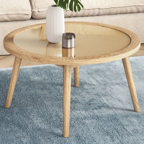 Light Oak Daintree Rattan & Oak Coffee Table  - Temple & Webster