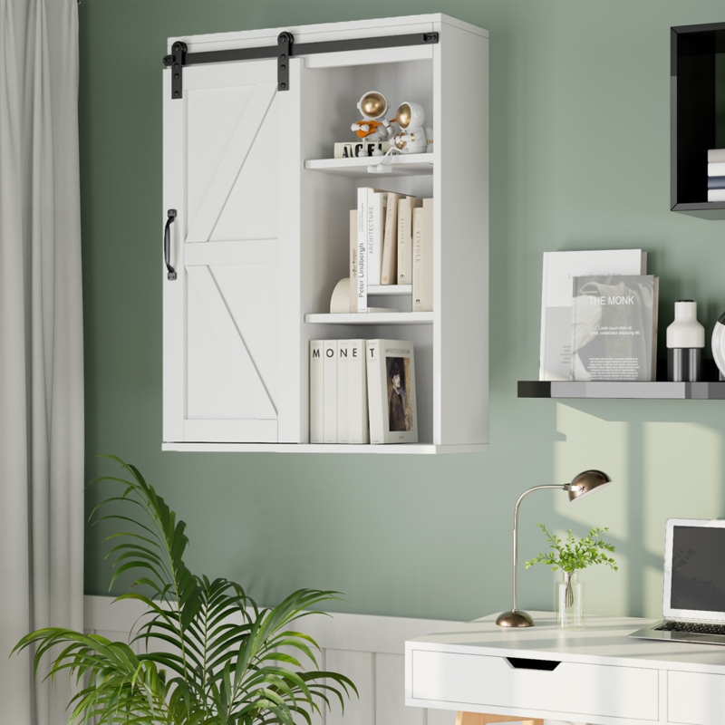 Lillain 21.6" W Wall Mounted Bathroom Cabinet, Sliding Barn Door, Adjustable Shelf