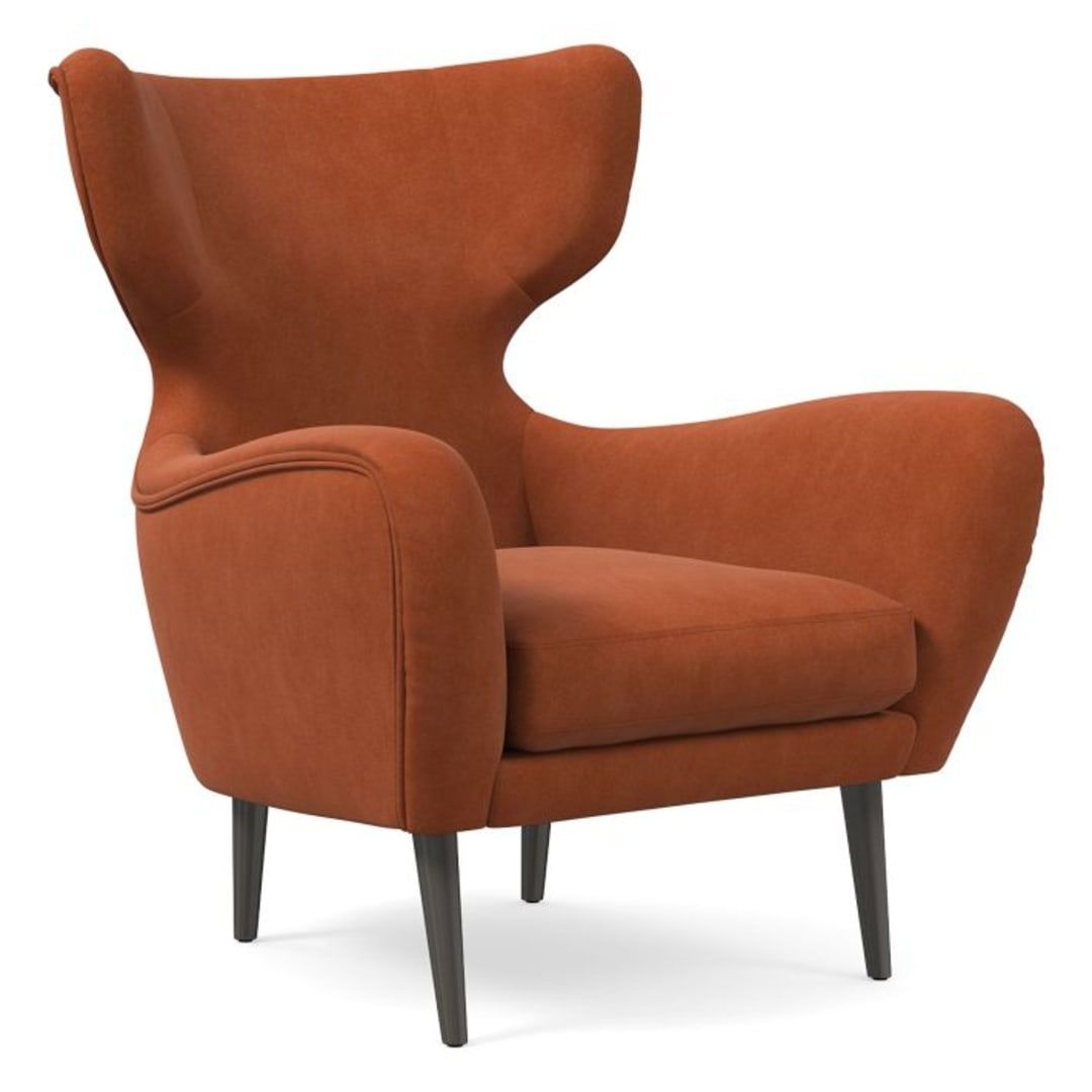 Lucia Chair, Down, Deluxe Velvet, Burnt Umber, Antique Brass