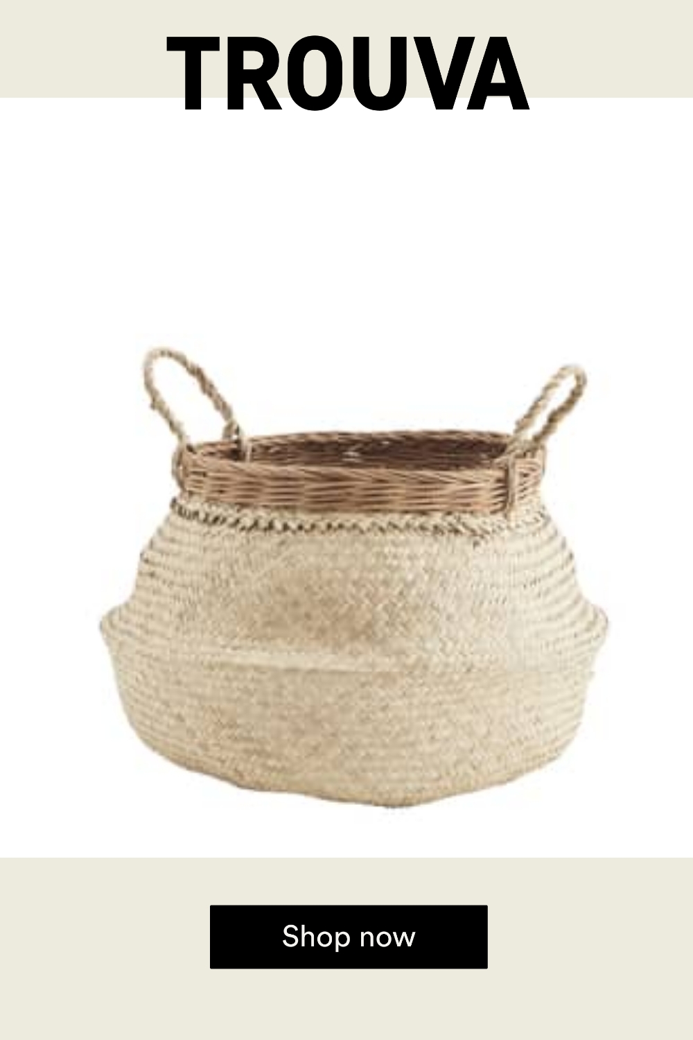 Madam Stoltz Seagrass and Rattan Storage Basket