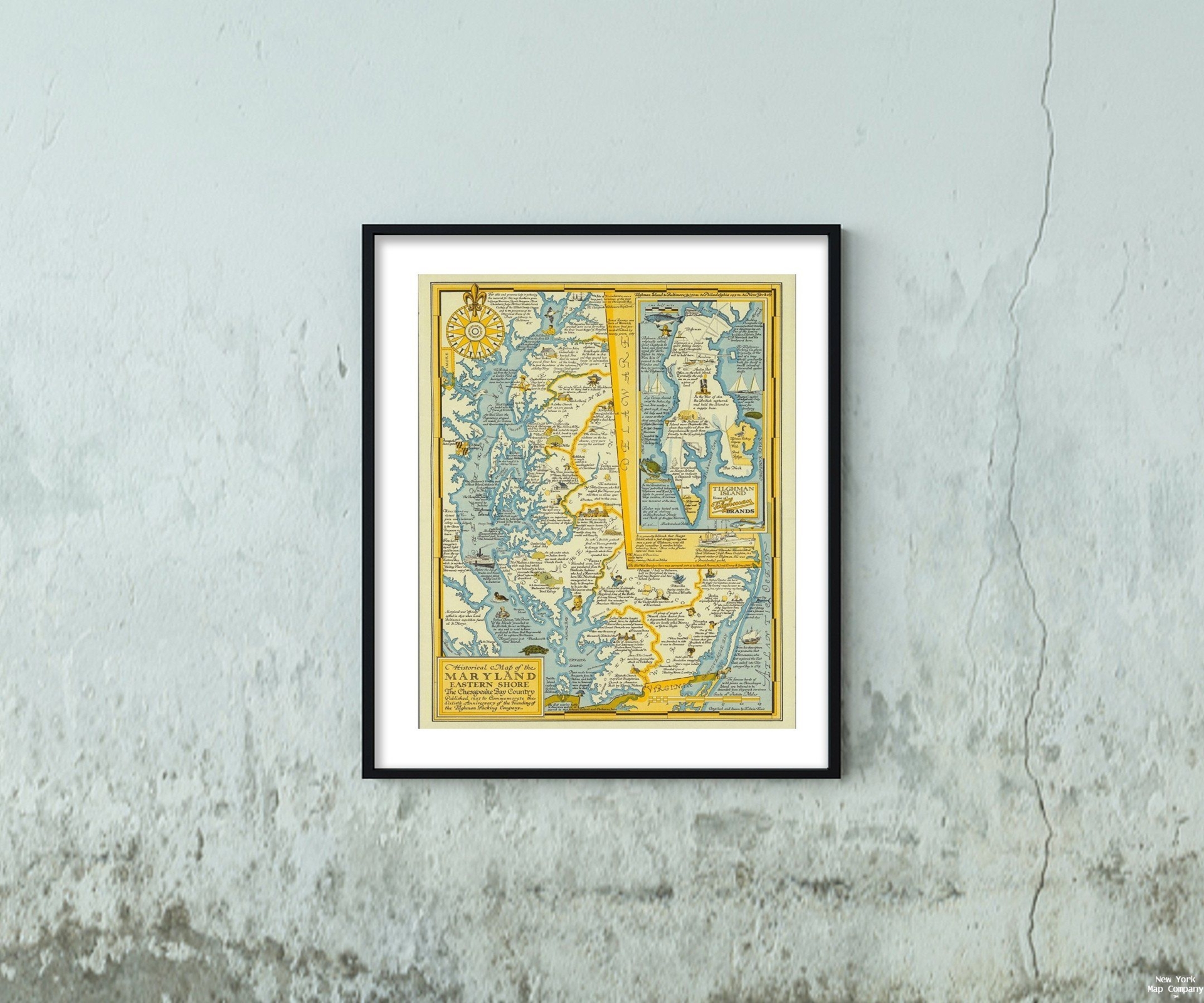 Map|of the Maryland Eastern Shore, the Chesapeake Bay Country 1957|Historic Anti