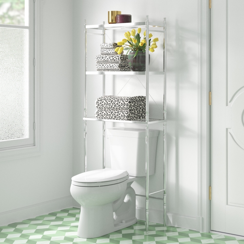 Marisa Chrome Freestanding Over-the-Toilet 3 Shelf Storage Etagere 