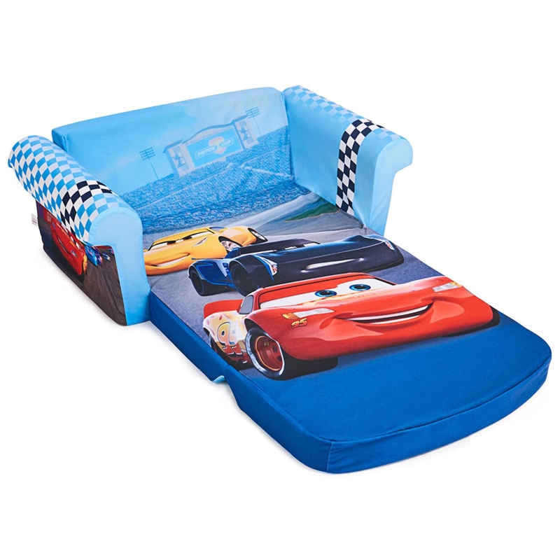Marshmallow Furniture Children's 2 in 1 Flip Open Foam Sofa and Sleeper, Cars