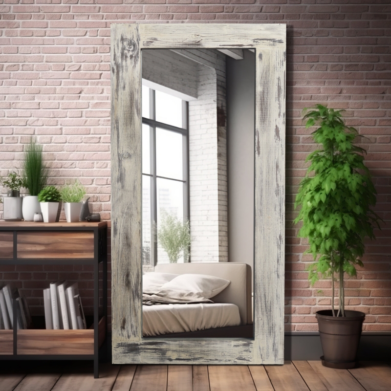 Mateus Distressed Solid Wood Full Length Wall Mirror