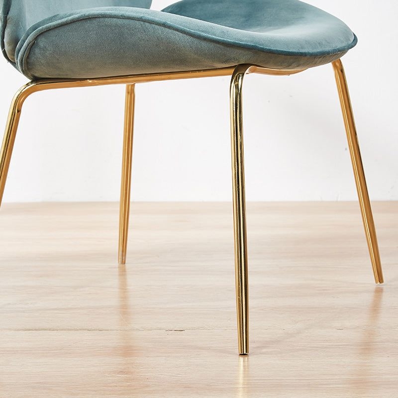 Metal Scandinavian Restaurant Side Chair Matte Finish Wingback Dining Chair - Turquoise / 2 Piece Set / Chrome